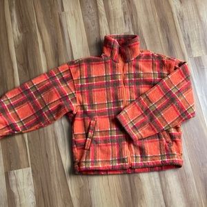 Vintage Ellesse Orange Plaid Fleece